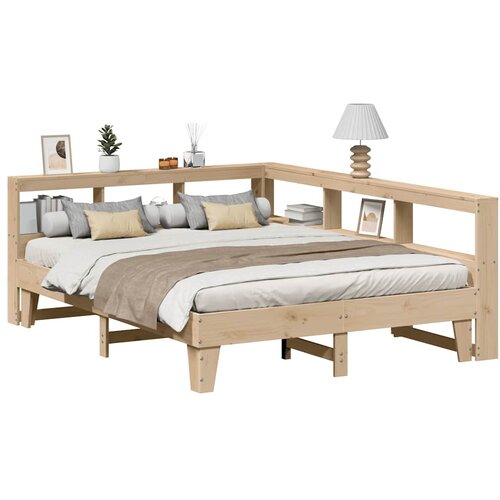 VidaXL Krevet s regalom za knjige bez madraca 160x200 cm od borovine Slike