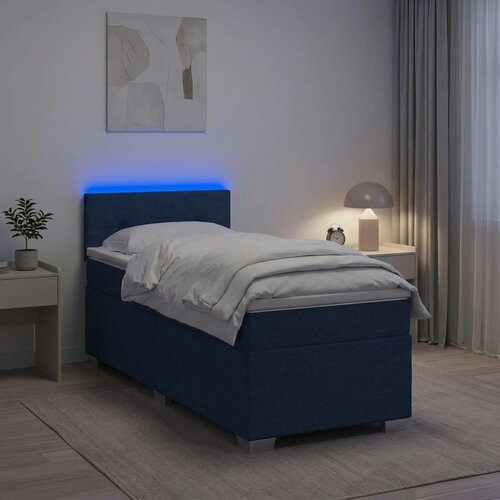 s box springom, madracem i LED-om Plava 90 x 200 cm Cene