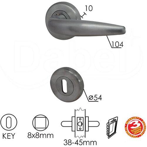 Dabel kvaka rozeta za vrata goca mat-hr fi54/10/105/8/9mm klj DBP3 Cene