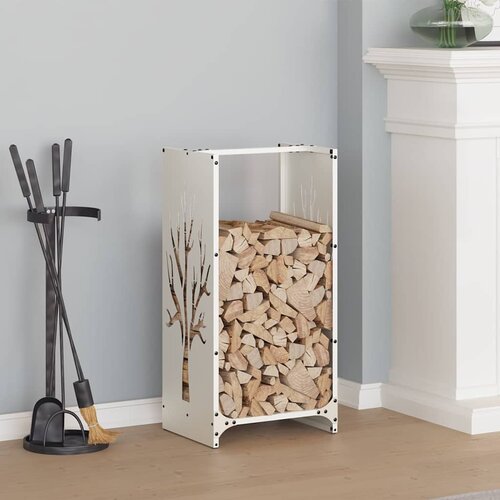 vidaXL stojalo za drva belo 40x30x80 cm hladno valjano jeklo Cene