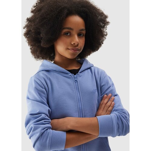 4f girls' sweatshirt with hood - navy blue Slike