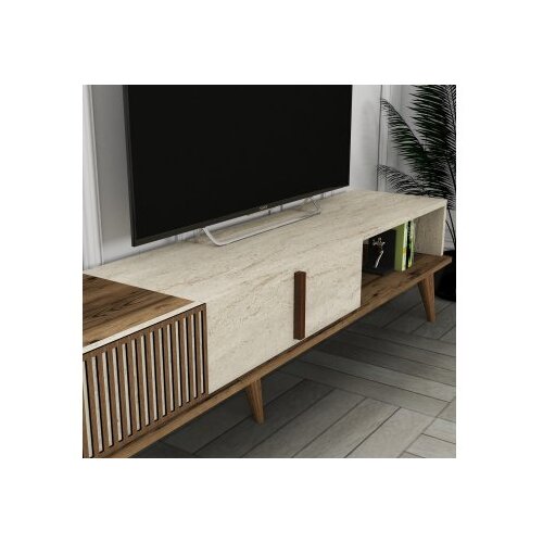 Hanah home milan - walnut, travertine walnuttravertine tv stand Cene