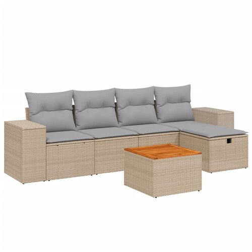  6-dijelni set vrtnih sofa s jastucima bež od poliratana 83 x 62 x 69 cm Slike