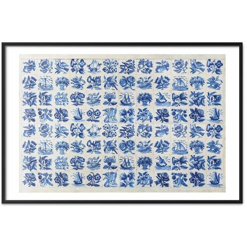  Plakat - Azulejos Tiles - traditional Portuguese ceramic tiles 90x60 Crni okvir s margom Slike