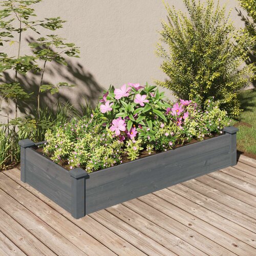 vidaXL Vrtna visoka greda s podlogo siva 120x60x25 cm trden les jelke Cene