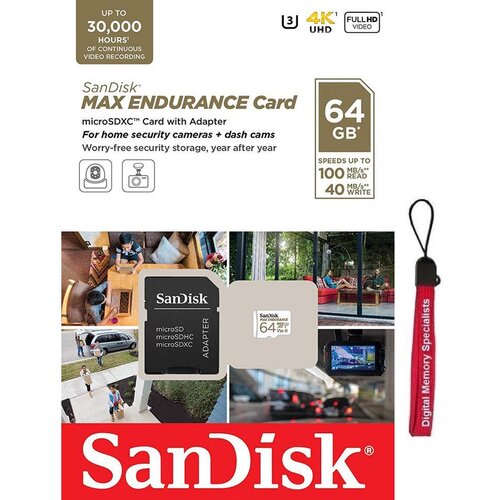 San Disk MAX ENDURANCE microSDXC 64GB + SD Adapter Slike