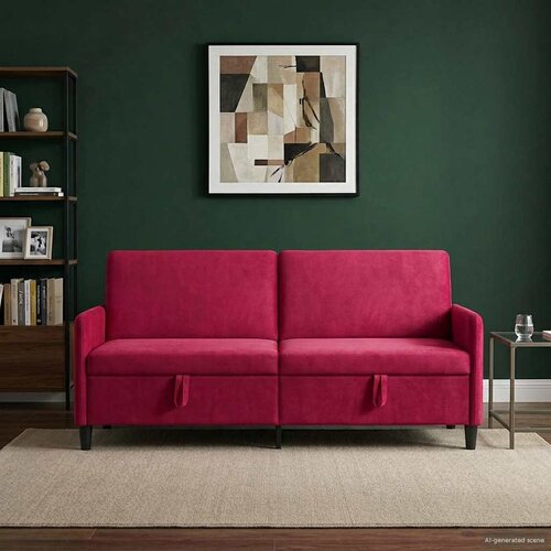 SOFA s pohranom Vinska crvena 192 x 78 x 87 cm Poliester Slike