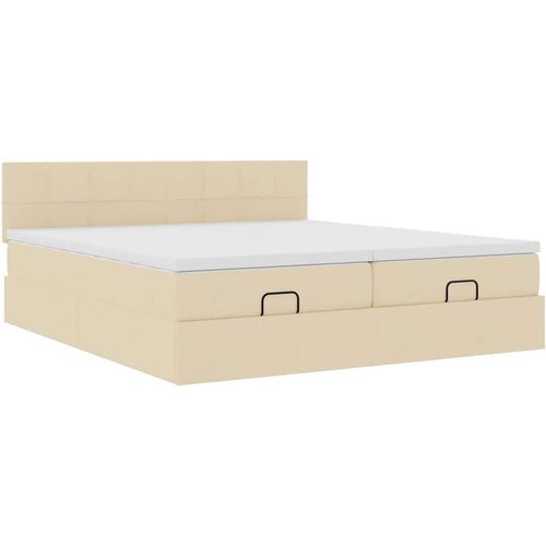 VidaXL otomanski okvir kreveta s madracima krem 180x200cm od tkanine Slike