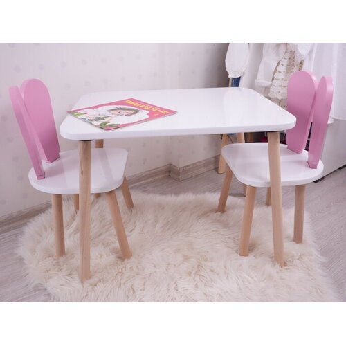 Hanah home Set dječji stol i stolice Zeko, bijelo-roze Cene