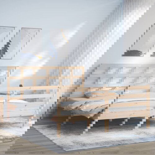 The Living Store Posteljni okvir z vzglavjem 160x200 cm trden les - Posteljni Okvir, (21529539) Cene