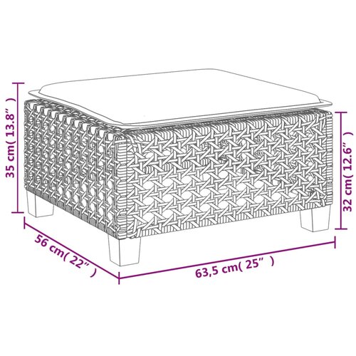 Vrtni tabure s jastukom sivi 63,5x56x32 cm od poliratana Slike
