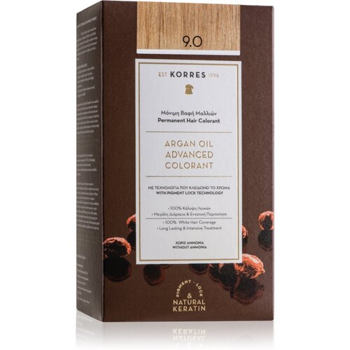 Korres Argan Oil permanentna barva za lase z arganovim oljem odtenek 9.0 Very Light Blonde Cene