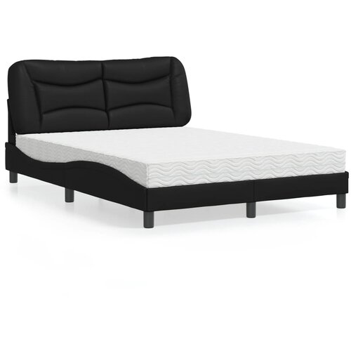 VidaXL Postelja z vzmetnico črna 140x190 cm umetno usnje Slike