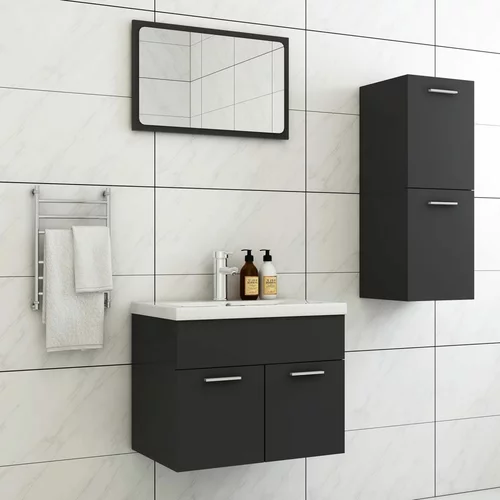 vidaXL Komplet kopalniškega pohištva siva iverna plošča
