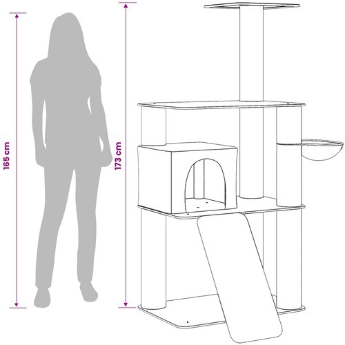  Mačje drvo s sisalnim postoljima za grebanje Tamnosiva 173 cm Slike