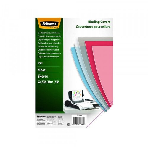 Fellowes Folije PVC za spiralni uvez A4 150 mic 100/1, Fellowes Cijene
