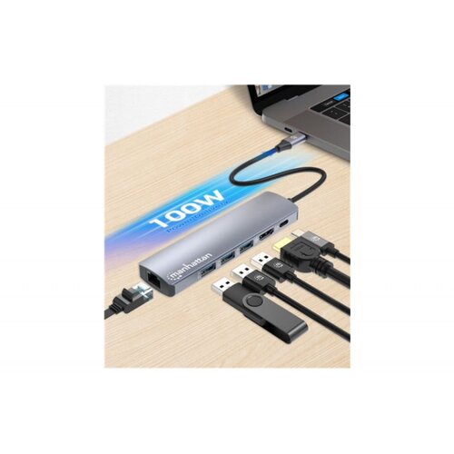 Manhattan USB-C PD 6-in-1 4K Multiport Hub Cene