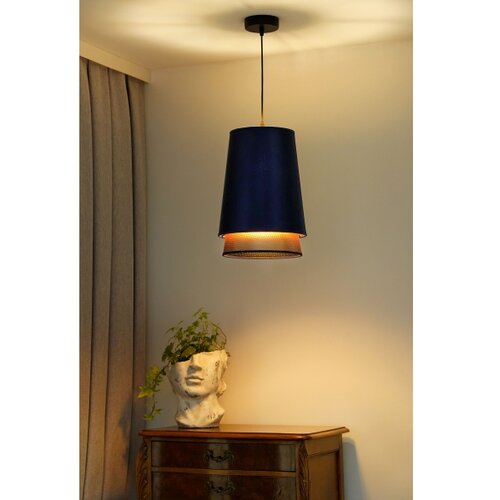  Duolla - Visilica na sajli BELL SHINY 1xE27/15W/230V prečnik 25 cm plava/bakrena Slike