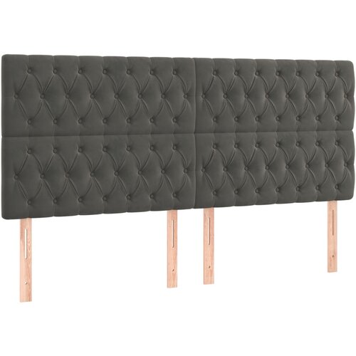 Maison Chic Posteljno vzglavje - Vzglavna omarica 4 kosa temno siv 90x7x78/88 cm žamet, (22078162) Cene