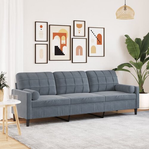vidaXL Kavč trosed z okrasnimi blazinami temno siv 210 cm žamet Cene