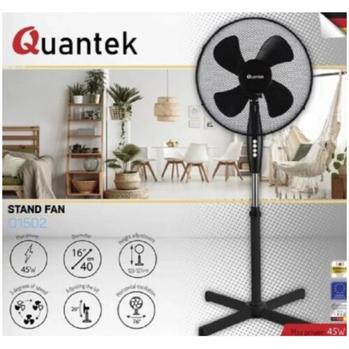 QUANTEK Q1502 Ventilator,45 W,precnik 40 cm,3 brzine,crna Cene
