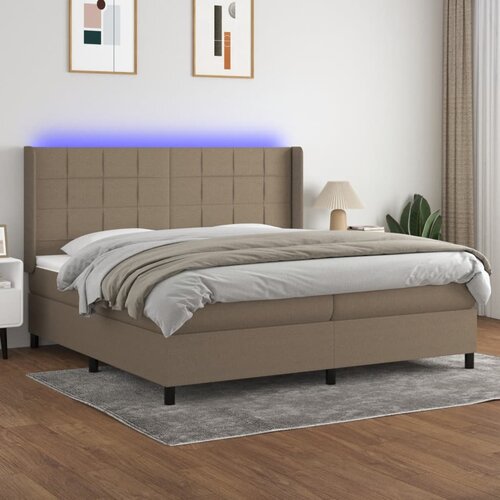 box spring s madracem LED smeđesivi 200x200 cm tkanina Cijene