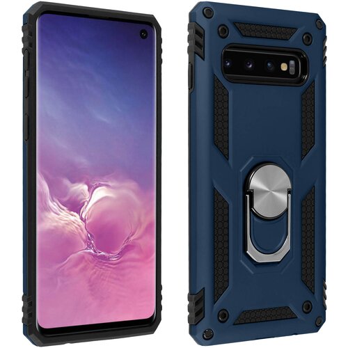 AVIZAR Etui, odporen na udarce, s kovinskim držalom za obrocke - polnocno modra str. Samsung Galaxy S10, (20615769) Cene