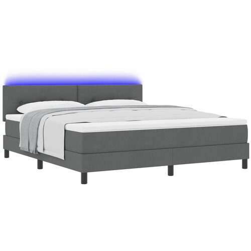 VidaXL Box Spring postelja z vzmetnico &amp;amp; LED temno siva 180x200 cm tkanina Slike