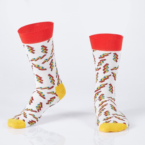 Fasardi Cream men&amp;#039;s socks with lightning Slike