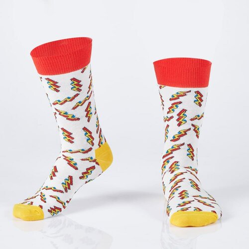Fasardi Cream men's socks with lightning Slike