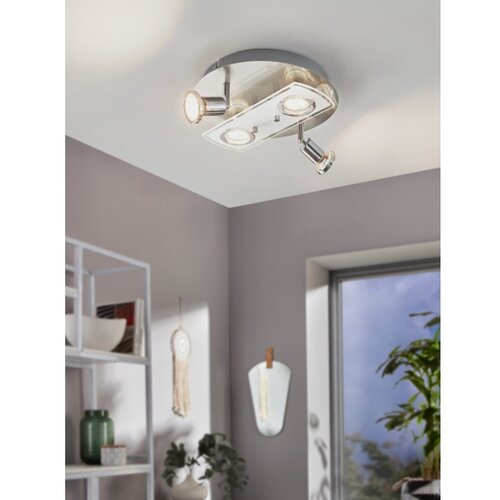 Eglo pawedo 1 spot/4, led, gu10, 4x3w, 4x240lm, nikl-mat/hrom bela Slike