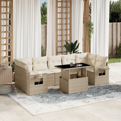 vidaXL 8-dijelni set vrtnih sofa od poliratana s jastucima bež Cijene
