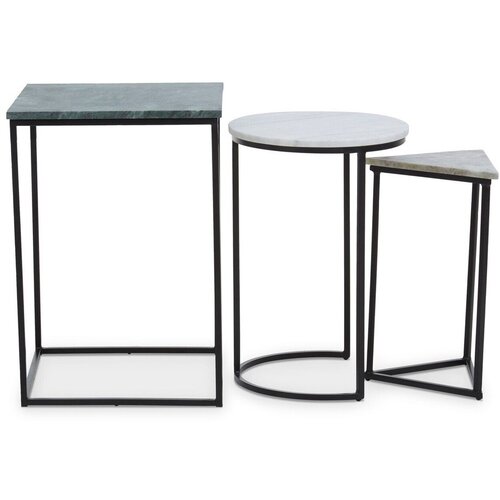 Premier Housewares Stranske mizice v kompletu 3 ks z marmorno mizno plo&amp;scaron;čo 40x40 cm Mandoli &amp;ndash; Slike