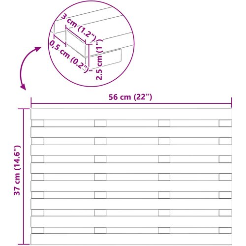  Prostirka za kupanje Smeđa 56 x 37 x 2,5 cm boja drva Slike