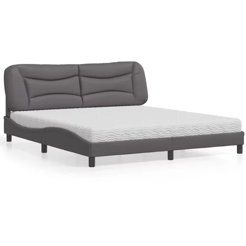  Krevet s madracem sivi 180 x 200 cm od umjetne kože