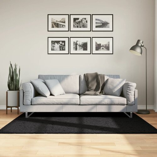 VidaXL Tepih OVIEDO kratkih vlakana crni 120 x 170 cm Slike