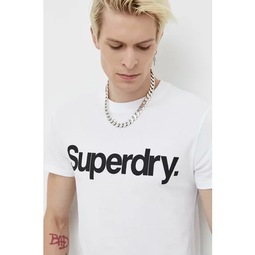 Superdry Pamučna majica boja: bijela, s tiskom