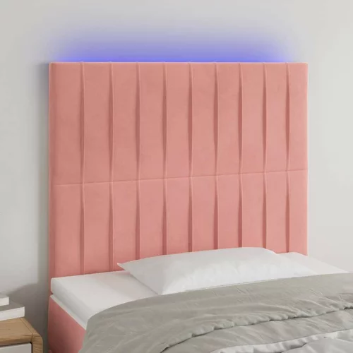  posteljno vzglavje roza 100x5x118/128 cm žamet