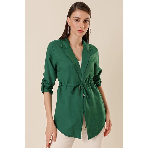 By Saygı Shawl Collar With Folded Sleeves, Drawstring Waist Tencel Ayrobin Jacket Slike