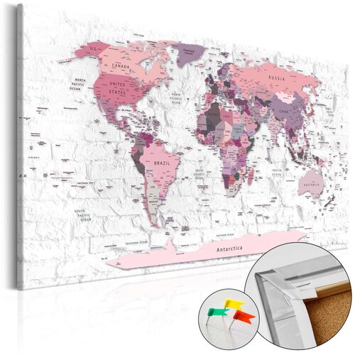  Slika na plutenoj podlozi - Pink Frontiers [Cork Map] 120x80 Slike