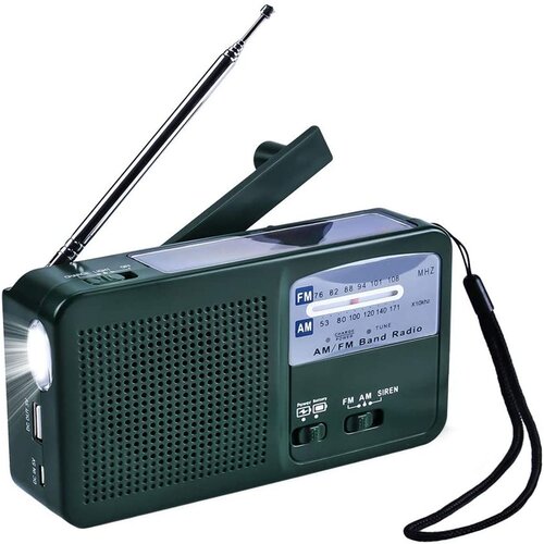 WIRELESS PLACE Prenosni radio za nujne primere s sončno ročico, AM FM radio z LED svetilko, (5000129192) Cene