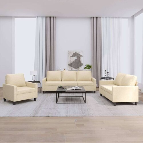  3-dijelni set sofa s jastucima krem od tkanine Cijene