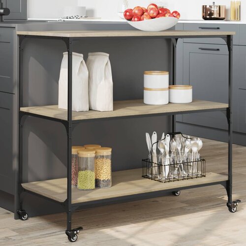 vidaXL Kuhinjska kolica boja hrasta 102 x 50 x 95 cm konstruirano drvo Cijene