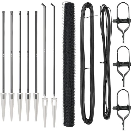 VidaXL Heksagonalna ograja Siva 1.6x10 m Jeklo, Ograjni stebri z bodicami 7 kos &amp;Oslash;32 mm 180 cm Galvanizirano jeklo Slike