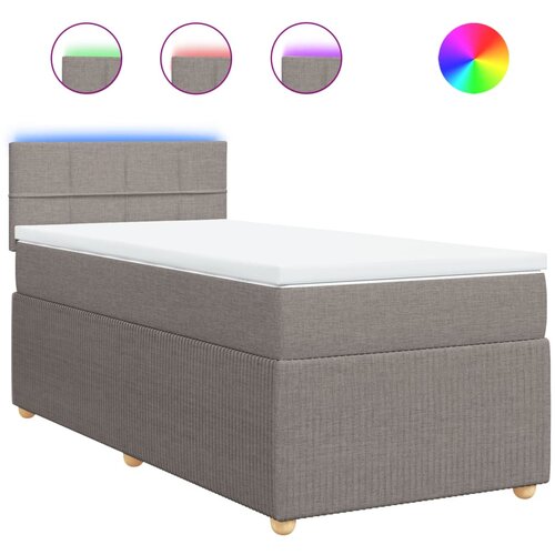 VidaXL Krevet s oprugama i madracem smeđesivi 100 x 200 cm od tkanine Slike