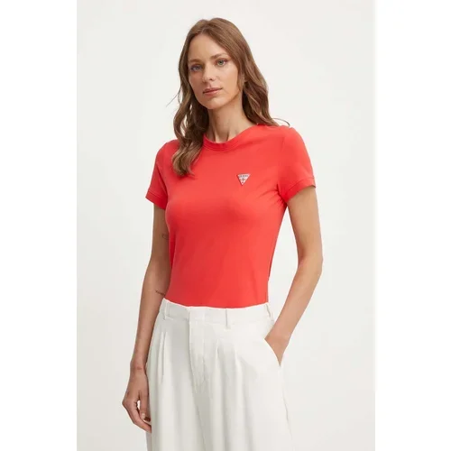 Guess Kratka majica ženski, rdeča barva