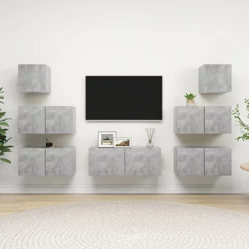  7-dijelni set TV ormarića siva boja betona od iverice