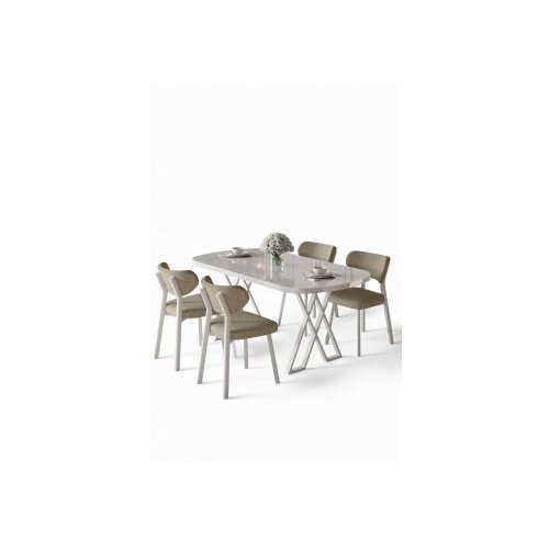 Hanah home Set trpezarijskog stola i stolica (5 delova) Axton White Cappuccino Cene