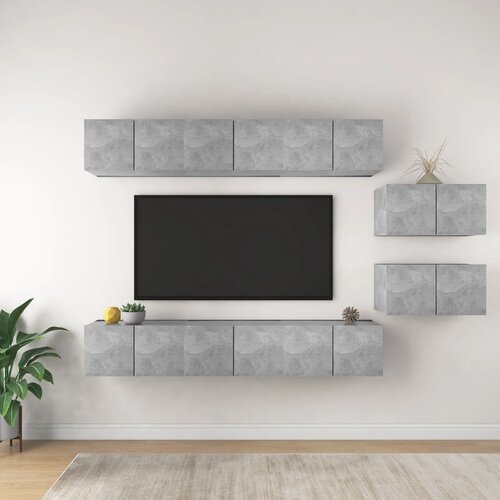 VidaXL Komplet TV omaric 8-delni betonsko siva iverna plo&amp;scaron;ča, (20732408) Slike