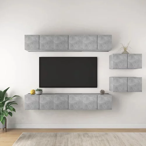 vidaXL Komplet TV omaric 8-delni betonsko siva iverna plošča, (20732408)